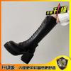 Thick-soled heightening boots women's 2025 autumn and winter new thick-soled lace-up elastic boots retro knight boots black boots