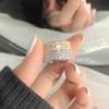 Osso di Cane Cartoon Goccia d'Olio Smalto Anello Aperto Pieno di Diamanti Zircone Sensazione di Lusso Impilabile Indossare Anello Sensazione di Lusso