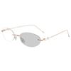 Ultra lekkie modne okulary do czytania fotochromowe z plusowymi mocami Luksusowe bezramkowe owalne okulary anty-niebieskie na prezbiopię