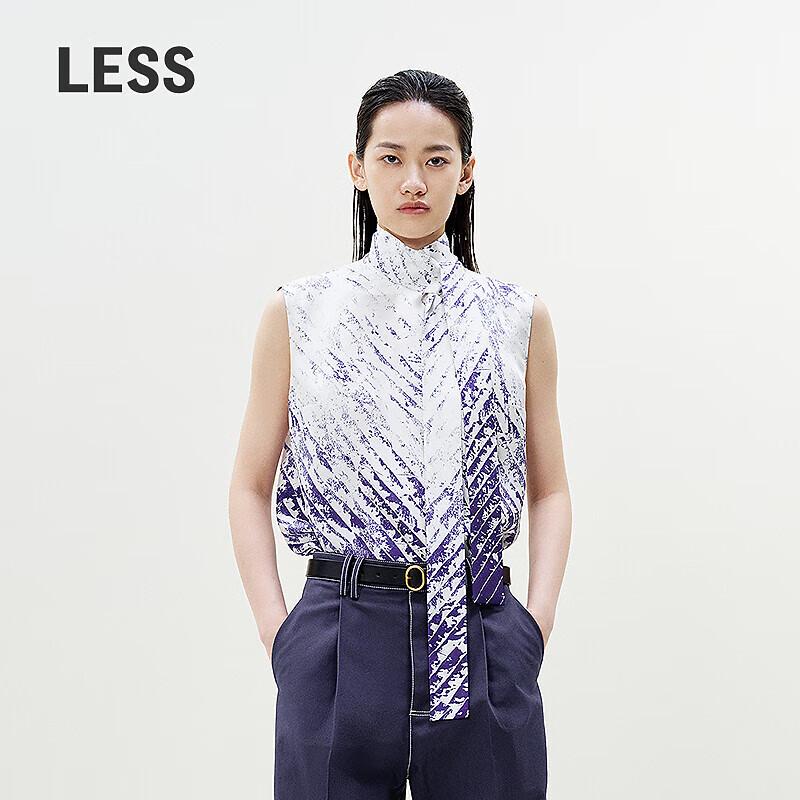 LESS 2025 Summer Mulberry Silk Tie-Neck Sleeveless Shirt M