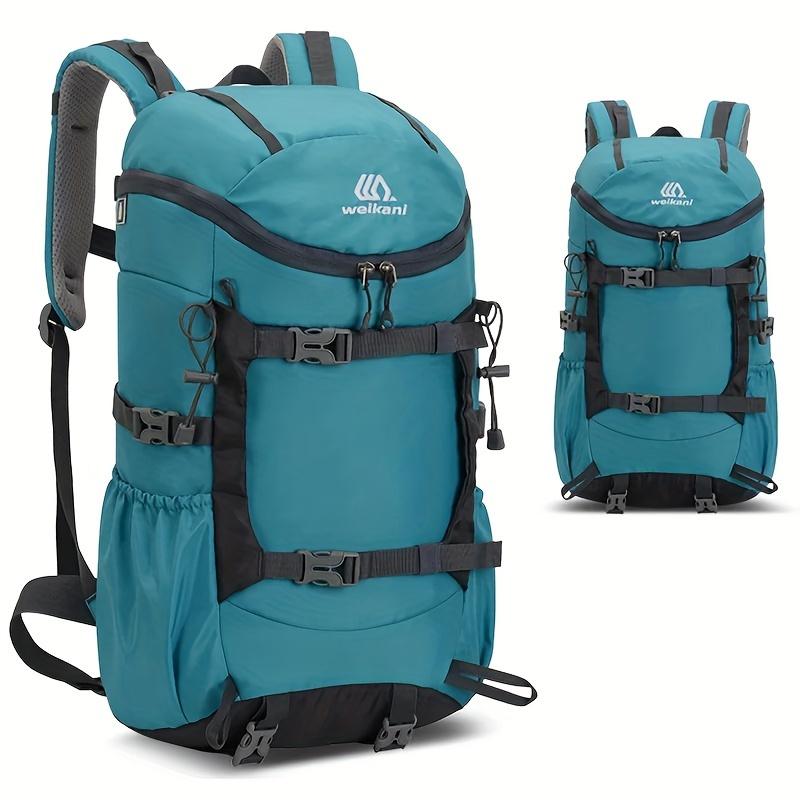 Men's Outdoor Camping Backpack With Trekking Poles Fixed Strap, Large Capacity Travel Hiking Mountaineering Bag, Multi-functional Knapsack