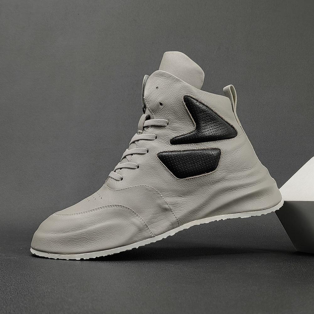 Boys First-Layer Cowhide High-Top Shoes Men S Trendy Shoes Men S Casual Shoes Men S Leather Boys Dad Shoes 38