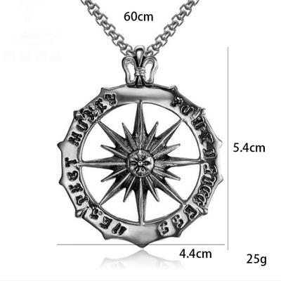 European and American Fashion Sun Titanium Steel Necklace Pendant Trendy English Men's Titanium Steel Jewelry