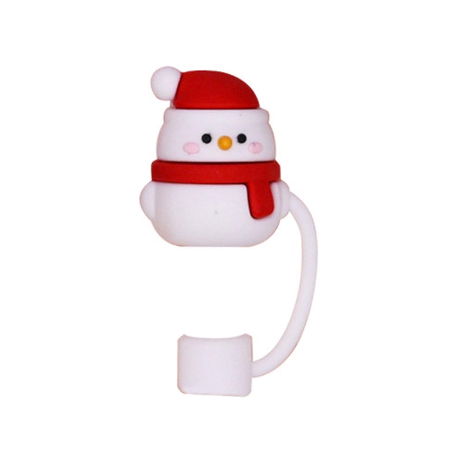 

Silicone Straw Cap Christmas Santa Straw Plug Tips Cover Reusable Straw Toppers Dustproof Drinking Lids for Tumblers E10