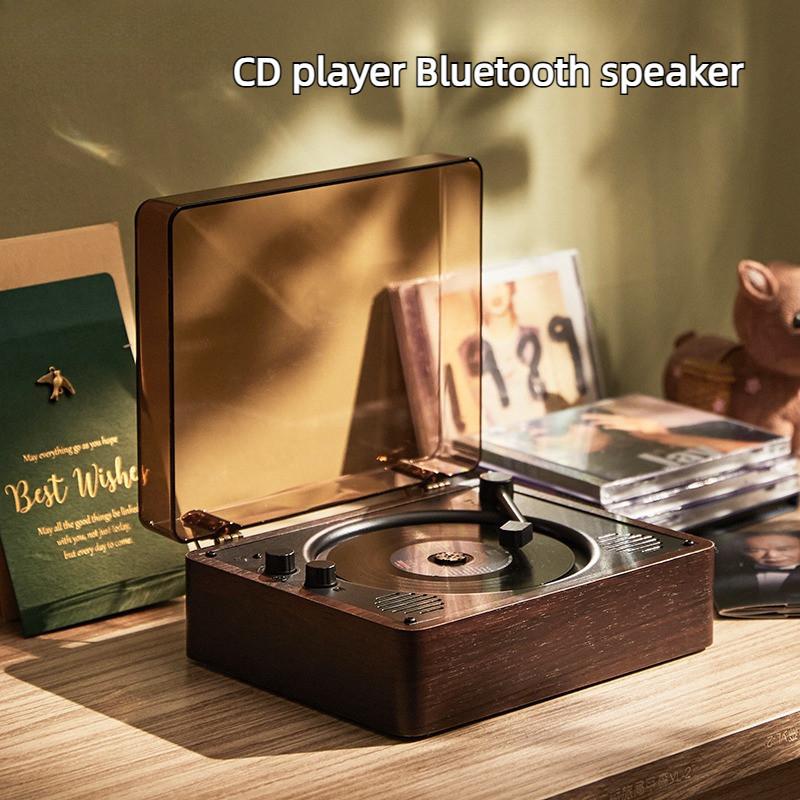 Multifunction CD Album Player Wireless Bluetooth Speaker Small Portable Audio Record Player Camping Sound Bar
