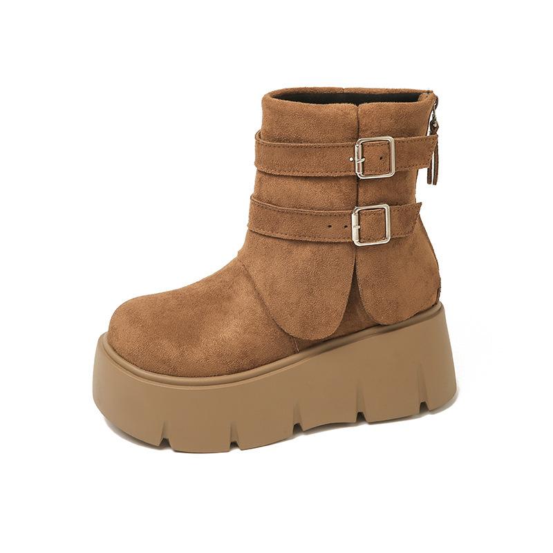 

Thick-soled Martin boots women s new autumn and winter velvet warm retro thin and heightened short boots 40 верблюд