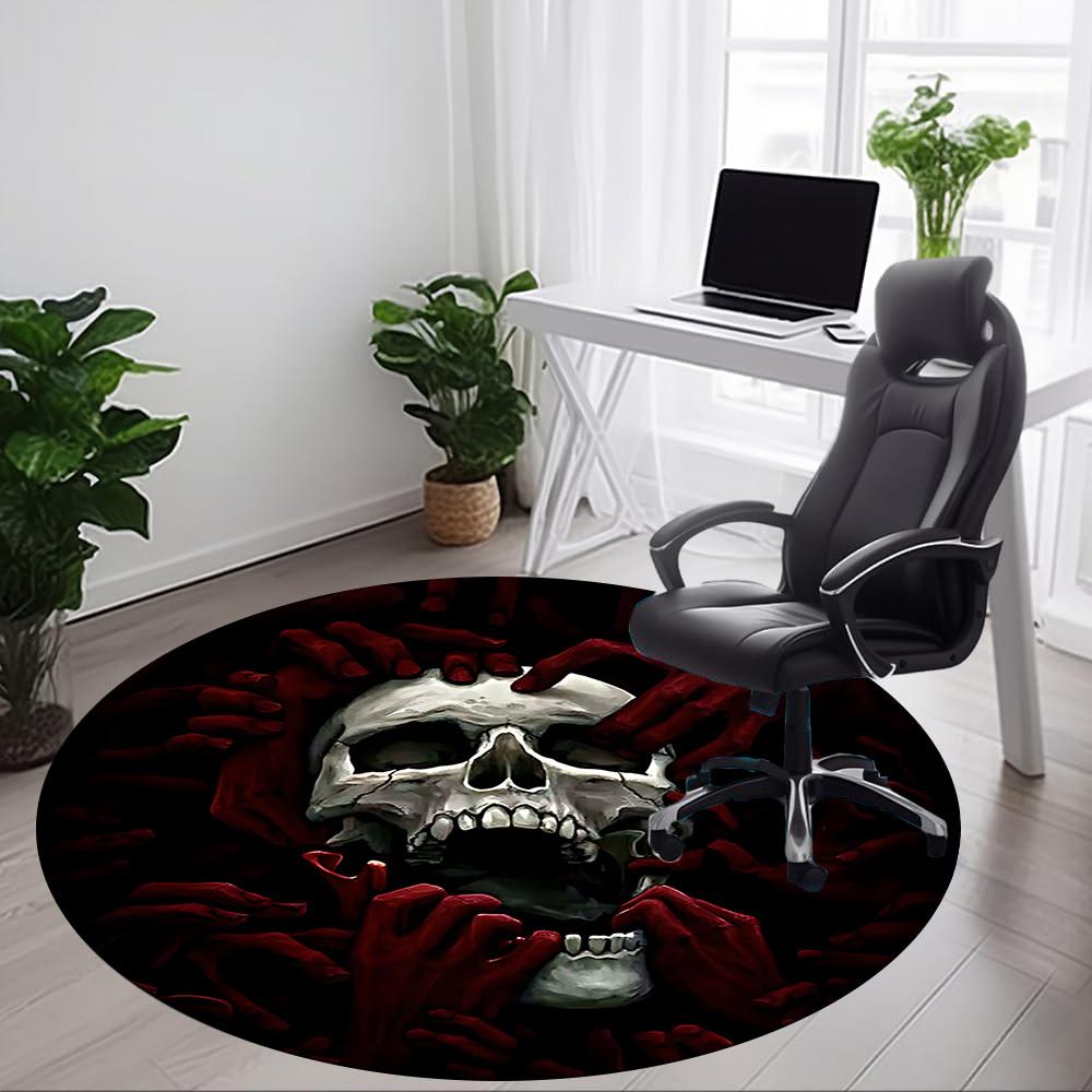 1pc Skull Hands Office Round Rug, Non-slip, Soft and Durable Office Rug for Interior Decoration, Perfect for Office, Beautiful Decoration Yy260312062