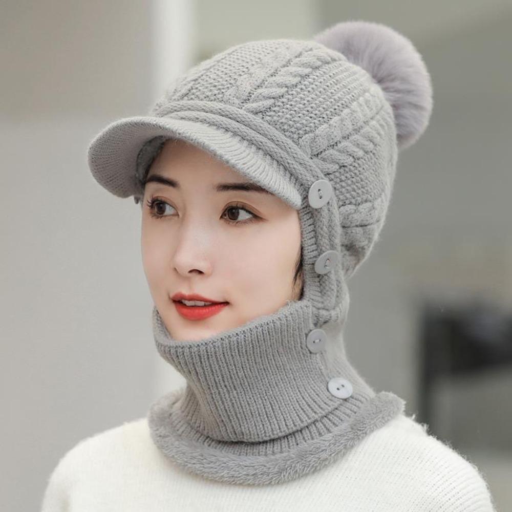 

Warm Thickened Women s Hat Windproof Fleece Lined Winter Knit Hat Ear Protection Integrated Cap Winter