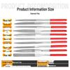Diamond Steel File Set: Fine Alloy, Assorted Shapes for Metal Grinding and Deburring - Triangle, Half-Round, and Mini Shaping Tools.