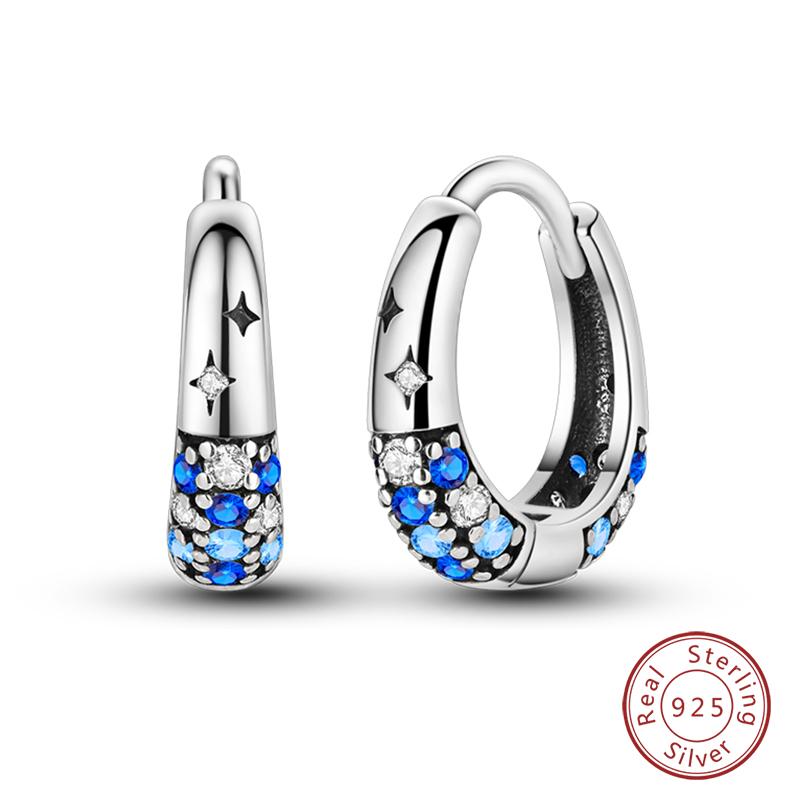 New 925 Silver Hope Rainbow Flower Earrings For Women Sparkling Colored Zircon Star Koi Earrings Fashion Party Jewelry