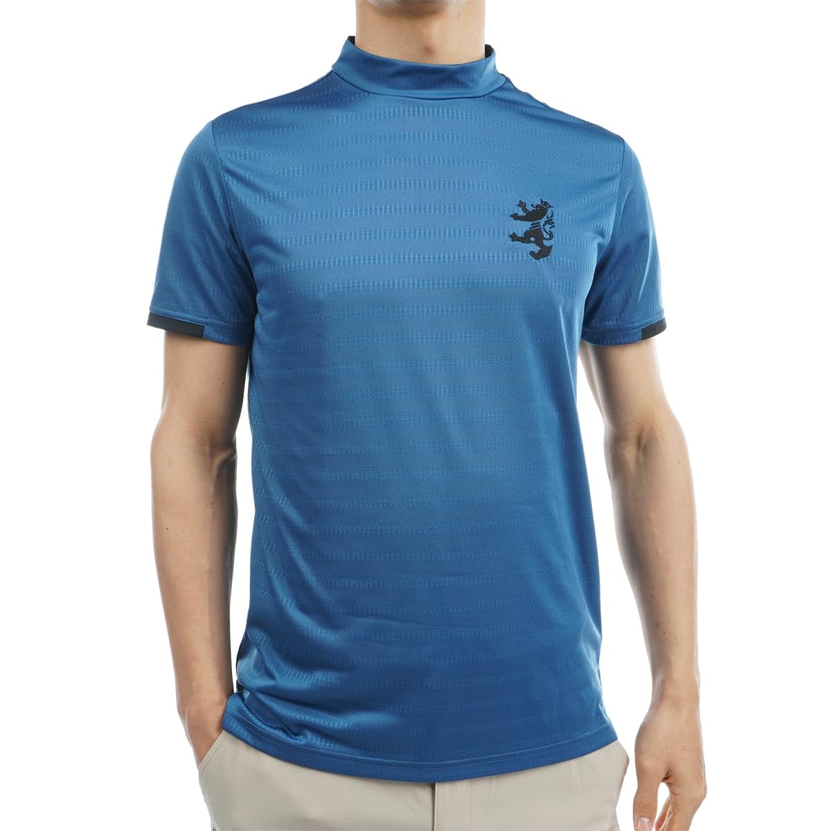 

Admiral Golf ADMA328 Men s Rampant Mock Neck Golf Shirt with Mesh Stripes, Deep Blue