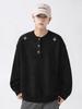 Men's Autumn/Winter Henry Collar Embroidered Sweater - Classic, Loose Knitwear with a High-End Feel