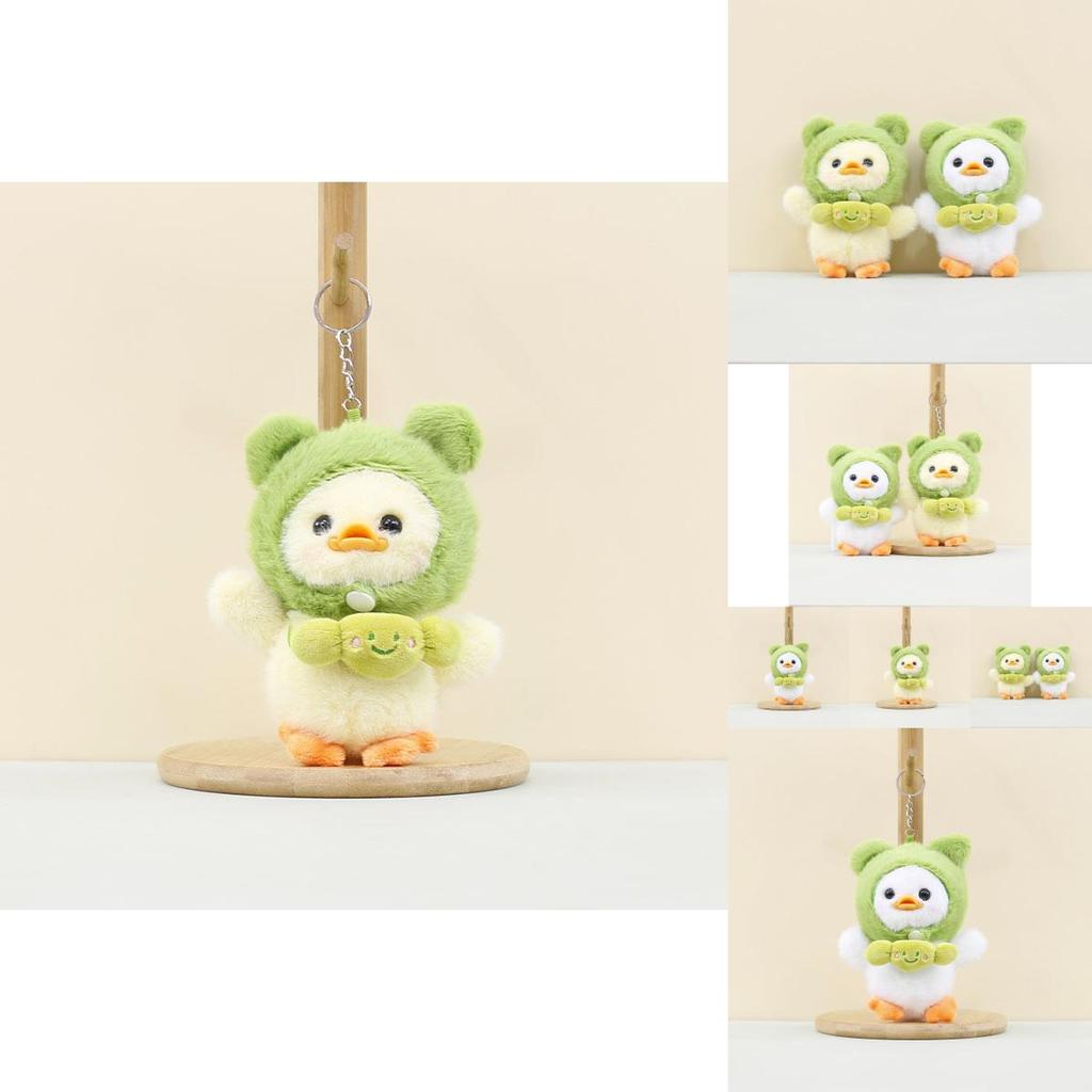 Charming Emotion Candy Duck Plush Toy With Frog Hat White And Yellow
