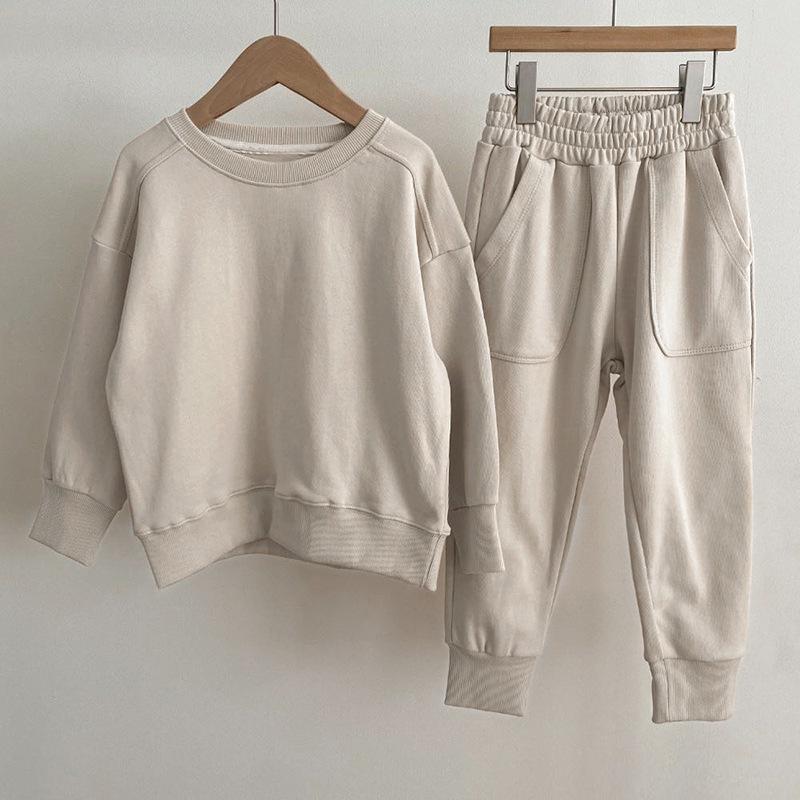 Children's Autumn Casual Korean Hoodie Set - Boys & Girls Two-Piece Long Sleeve Outfit