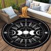 1pc Gothic Moon Phase Round Rug - Polyester Crystal Velvet, Non-slip, Washable Indoor Rug for Bedroom, Living Room