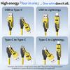 1/2PCS 4-in-1 Spring Data Cable & 65W Quick Charger: 6A USB Type-C Telescopic Wire Compatible with iPhone/iPad/MacBook/Huawei