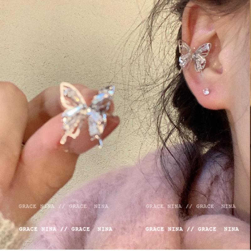 

Korean hollow butterfly zircon stud earrings women s niche design unique earrings new earrings