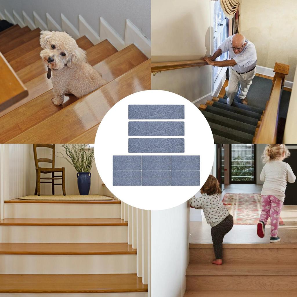 Stair Treads For Wooden Steps Edging Steps Non Slip Treads 15 Pieces Indoor Staircase Runner Non-Skid Safety Rug For Kids Elders