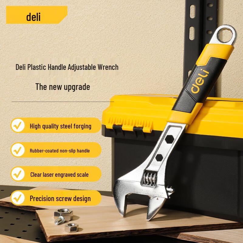 Deli Rubber Handle Adjustable Wrench