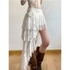 Sexy Bohemian Süße Spitze Rock Frauen Elegante Unregelmäßigen Hohe Taille Rock Vintage Koreanische Dame Casual Nette Weiße A-linie Röcke