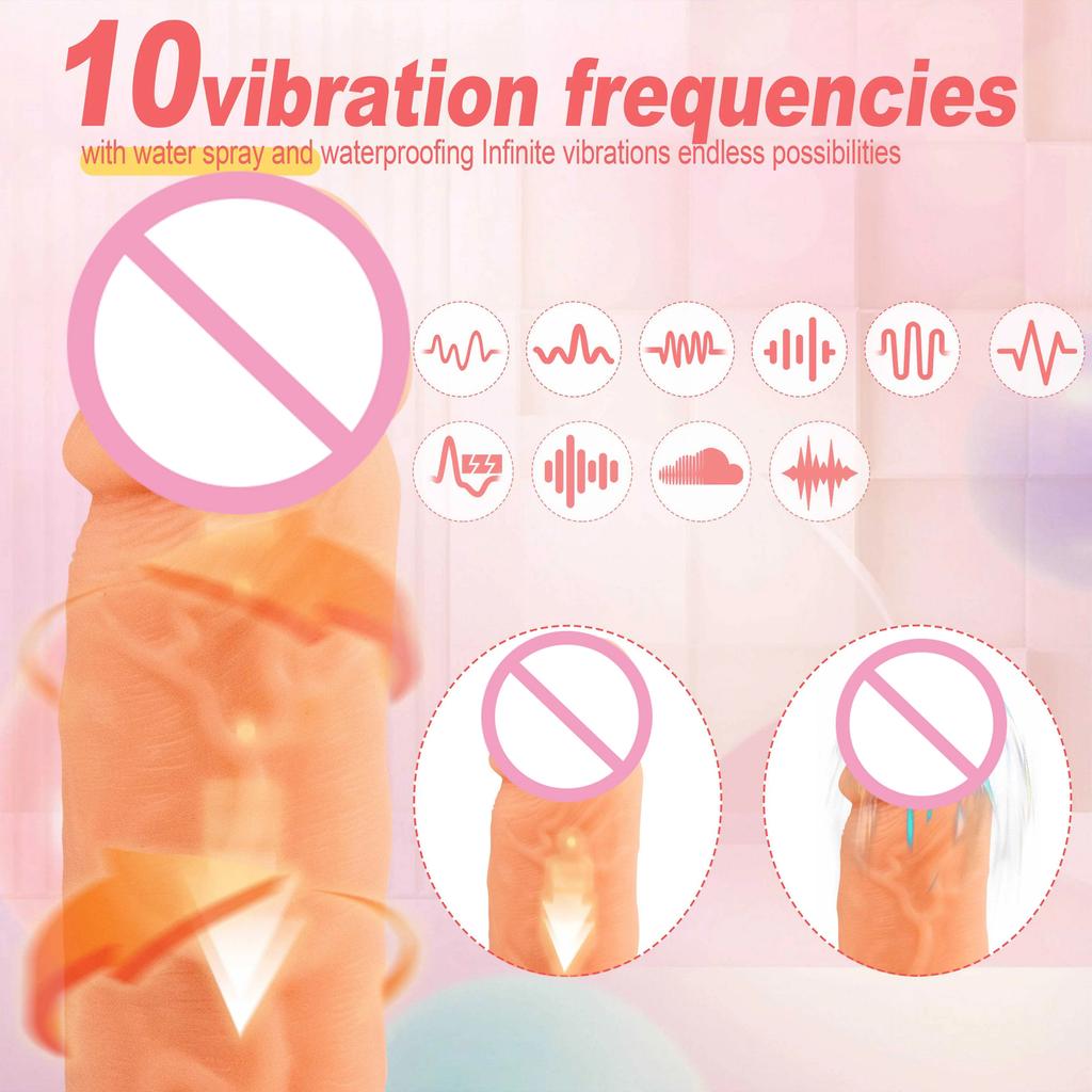 Remote Control Silicone Penis Dildo Vibration Telescopic Water Spray Realistic Super Strong Suction Cup Female Masturbation Toy