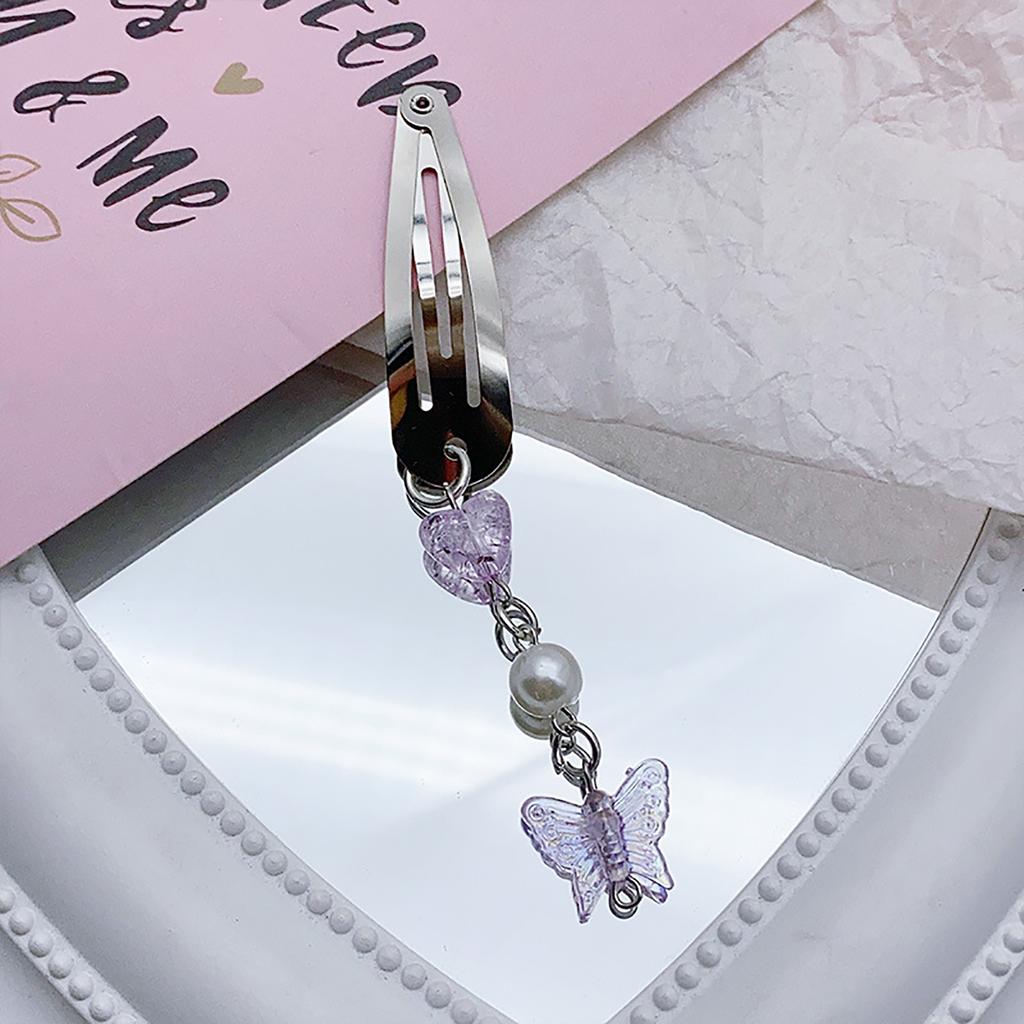 Metallic Style Hairpin for Sweet Girls Cute Butterfly Pendant Charm Hair Barrettes Aesthetics Bangs Hair Accessories
