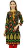 Phagun Women's Printed Blouse Tunic 3 4 Sleeve Black Kurta Ethnic Clothing -