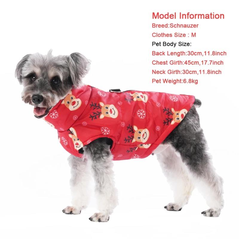 Winter Dog Clothes Christmas New Year Jacket For Small Dogs Vest Cats Coat Costume Santa Claus Print Party Outfit Pet Supplies