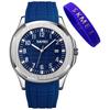 Men's Casual Analog Watch Blue Silicone Waterproof Large Arabic Numbers Date Display