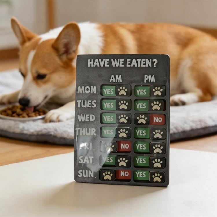 Large Magnetic Pet Feeding Monitor Board Durable Wood Composite Clear Indicators For Daily and Weekly Tracking