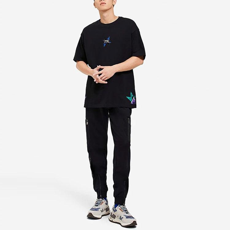 Li-Ning Starry Sky Pattern Solid Color Multi-Pocket Drawstring Joggers Men Bottoms Black AKLSC89-3