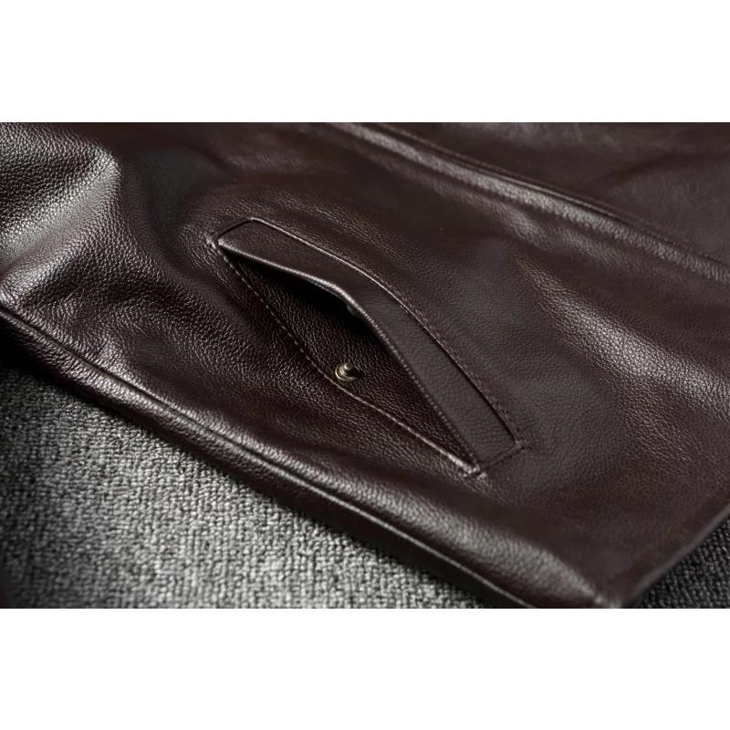 Chinese Size Casual Brown Genuine Leather Jacket Men Real Cow Skin Coat Spring Autumn Jaqueta Masculina Couro