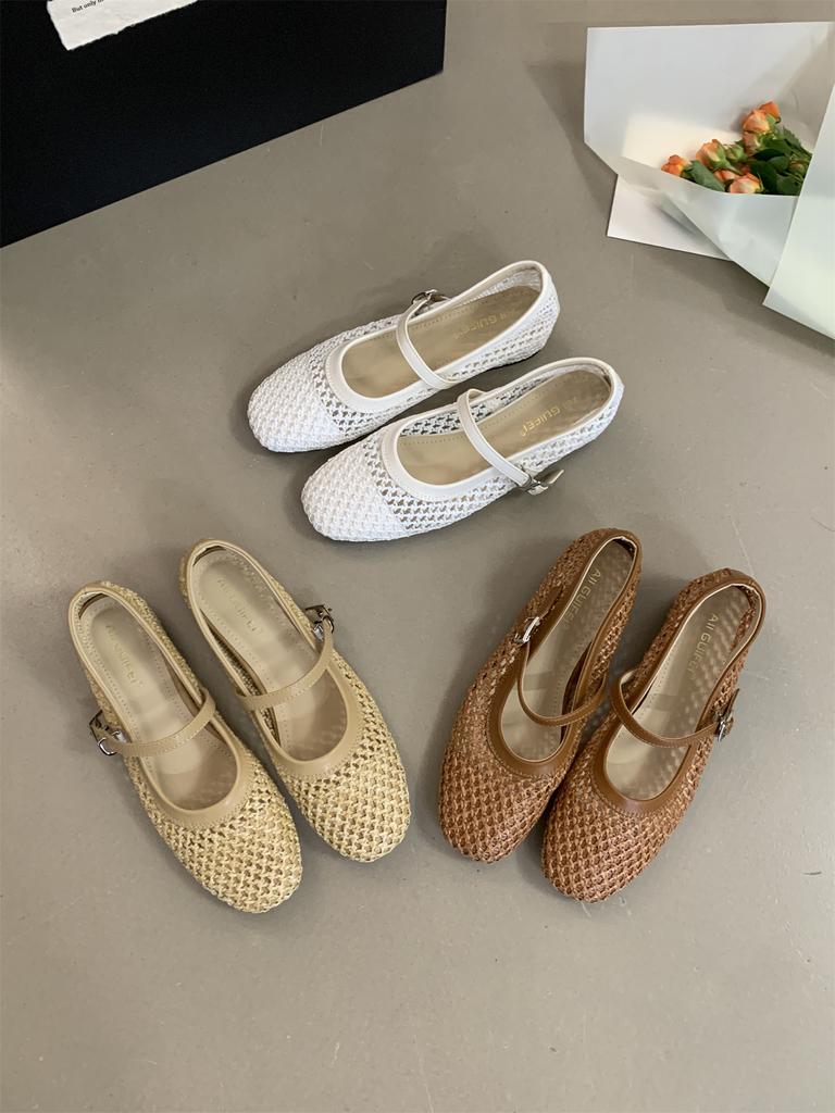 Female Buckle Strap Footwear Ladies Flats Mary Janes Shoes New 2025 Mesh Shallow Women Ballet Flats Shoes