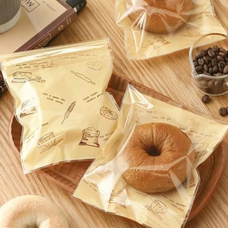 

50 шт. Самоклеящиеся пакеты для упаковки хлеба, выпечки и продуктов (для круассанов, печенья, печенья, сэндвичей, выпечки)