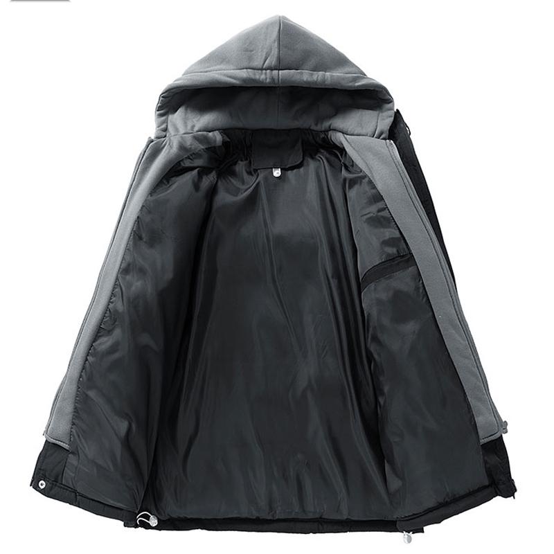 Men's Warm Parkas Casual Cotton-Padded Jacket Winter Men Trendy Fake Two-piece Hooded Bread Cotton-padded Jackets Coats