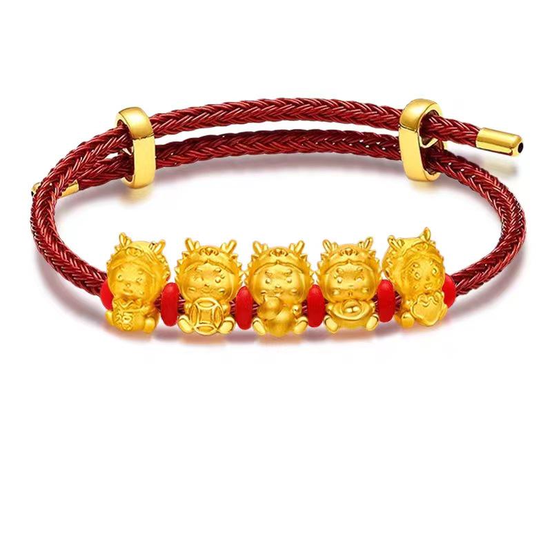 Gold-Plated Zodiac Dragon Red String Bracelet
