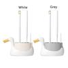 Wall-Mounted Cartoon Swan Toilet Brush With Base White Grey Cleaning Tool Soft Rubber Brush Head All-Round Cleaning