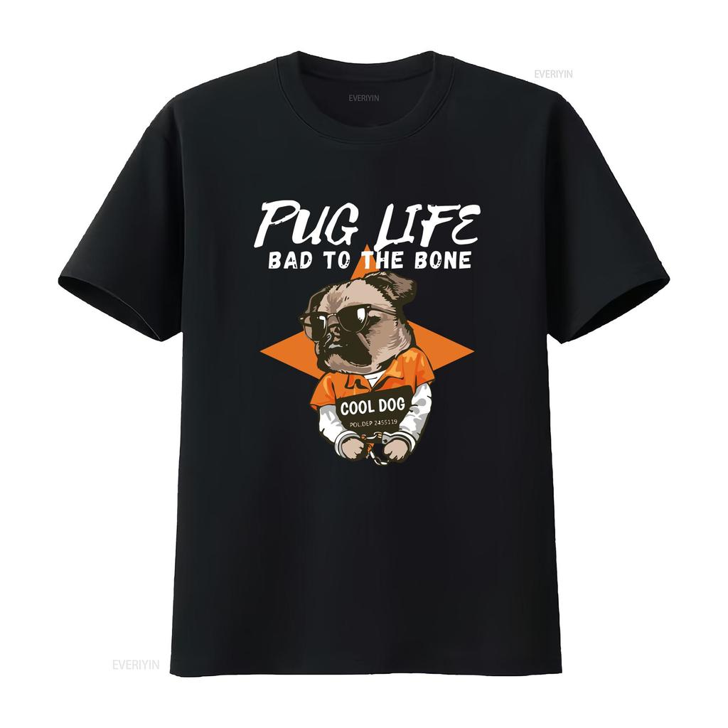 Mops Leben T-Shirt Besitzer Mama Papa Hundeliebhaber Gangsta vintage Gewaschen Stilvoll Dehnbar Vielseitig Lässig Streetwear