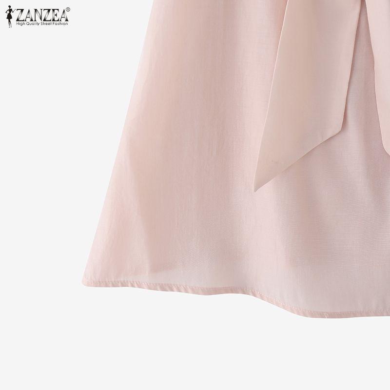 ZANZEA Women Bows V-Neck Casual Sleeveless Straps Camisoles Tank Tops