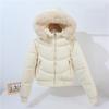 New Style Fur Collar Down Jacket for Women, Korean Style Short Plus Velvet Jacket, Winter Thickened Cotton Jacket for Little People