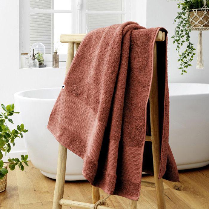 Drap de bain "Garance" 90 x 150 cm / 100% Coton Bio / 600 gr/m² l'Effet Papillon - Garance Terracotta