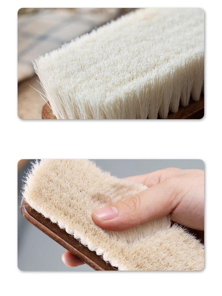 High-Grade Wool Shoe Brush with Super Soft Bristles - Safe for Cleaning Leather Shoes and Bags