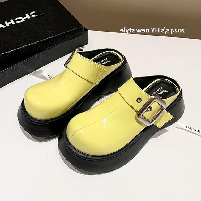 Fashion 2024 new Height Increasing Ladies Pu Leather Pumps Fashion Platform Wedge Beige Slippers Women British style Lolita Shoes