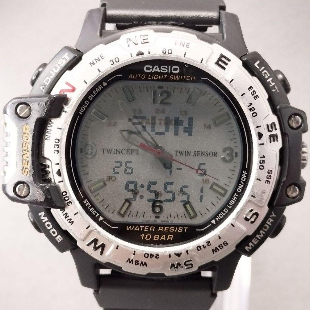 Used CASIO Pro Trek PRT-50 Twin Sensor Working Digital-Analog Twin Cept 10 ATM Water Resistant Wristwatch PROTREK