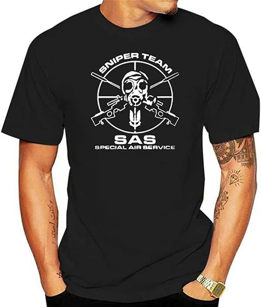 Cotton Tee Shirt T-Shirt SAS Special Air Service British Army Special Forces Sniper Fashion T-Shirt Black XS чёрный