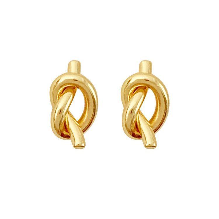 Elegant S925 Silver Knot Stud Earrings - Personalized, Hollow Design for Women