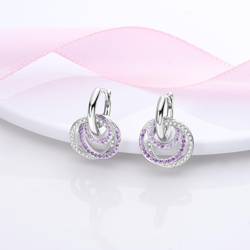 Hoop Earrings 925 Silver Sparkling Pave U Shape Butterfly Heart Fashion Earring Jewelry Gift For Women Girl PartyEngagement