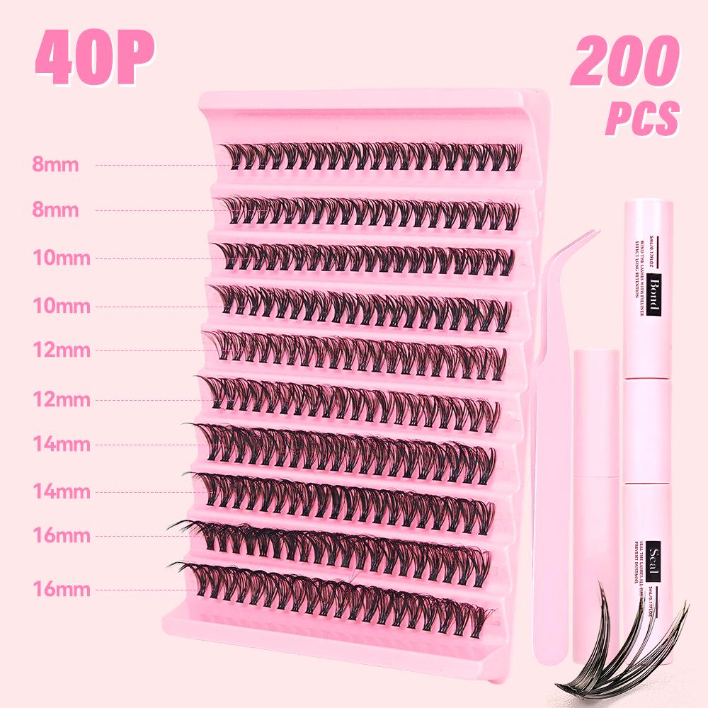 European & American Style Dense Curled Cluster Eyelashes - 30P-80P Pack
