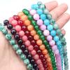 4/6/8/10/12mm Natural Faceted Pink Green Chalcedony Jades Stone Round Beads for Jewelry Making 15''