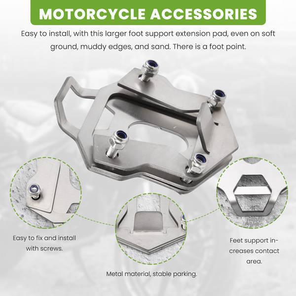 Silver Motorcycle Kickstand Pad Enlarger Base Accessory